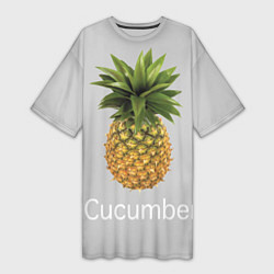 Футболка женская длинная Pineapple cucumber, цвет: 3D-принт