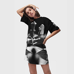 Футболка женская длинная Шахматы, цвет: 3D-принт — фото 2