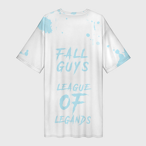 Женская длинная футболка Fall guys x league of legands / 3D-принт – фото 2