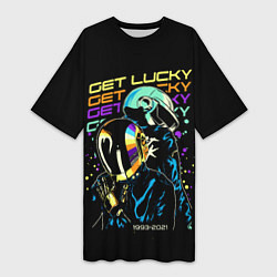 Футболка женская длинная DAFT PUNK, цвет: 3D-принт