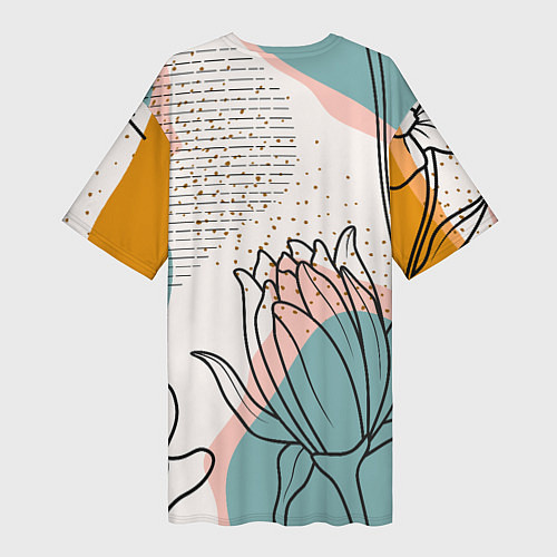 Женская длинная футболка Цветы / 3D-принт – фото 2