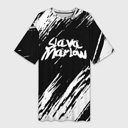 Футболка женская длинная SLAVA MARLOW СЛАВА МАРЛОУ, цвет: 3D-принт