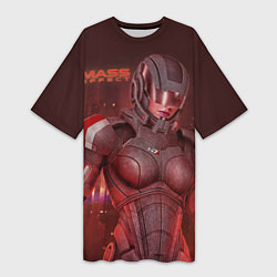 Футболка женская длинная Mass Effect, цвет: 3D-принт
