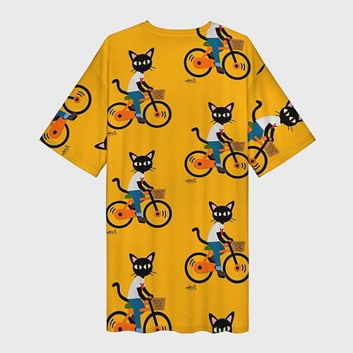 Женская длинная футболка Котики на велосипедах / 3D-принт – фото 2