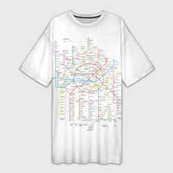 Женская длинная футболка Схема метро, МЦК, МЦД 2021