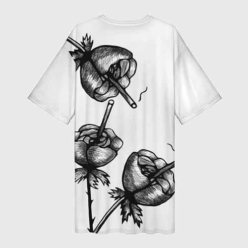 Женская длинная футболка Дымящие розы / 3D-принт – фото 2