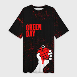 Футболка женская длинная Green day, цвет: 3D-принт