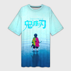 Женская длинная футболка Гию Томиока Kimetsu no Yaiba