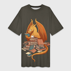 Женская длинная футболка Book Dragon