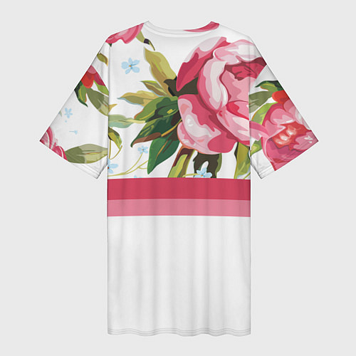 Женская длинная футболка Нежные Розы / 3D-принт – фото 2