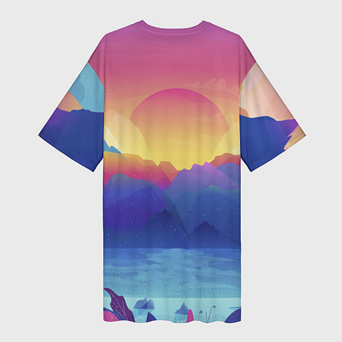 Женская длинная футболка Красочные Горы / 3D-принт – фото 2