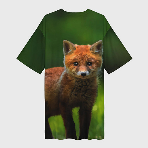 Женская длинная футболка Маленький лисенок / 3D-принт – фото 2