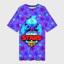 Футболка женская длинная Brawl Stars Blue, цвет: 3D-принт