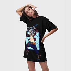 Футболка женская длинная Иноске Хашибира Kimetsu no Yaiba, цвет: 3D-принт — фото 2