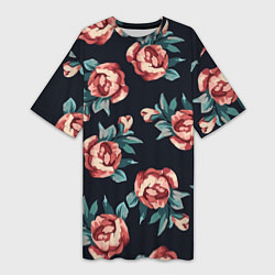 Женская длинная футболка Розы