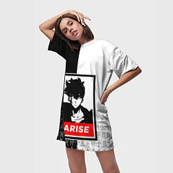 Футболка женская длинная СОН ДЖИН ВУ SOLO LEVELING, цвет: 3D-принт — фото 2