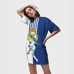 Футболка женская длинная Роберто Карлос Реал Мадрид, цвет: 3D-принт — фото 2