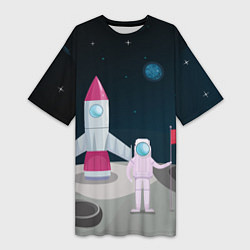 Женская длинная футболка Астронавт покоряет космос