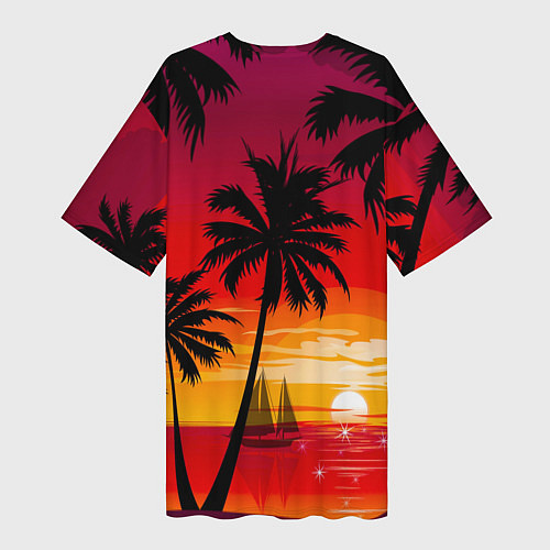 Женская длинная футболка Гавайский закат / 3D-принт – фото 2
