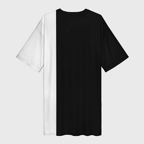 Женская длинная футболка Черно белый силуэт Танджиро / 3D-принт – фото 2