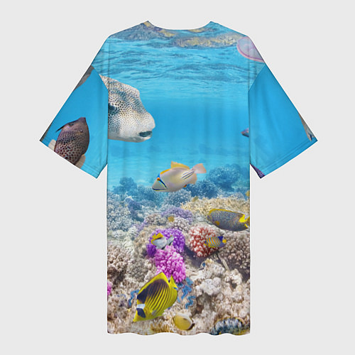 Женская длинная футболка Морской мир / 3D-принт – фото 2