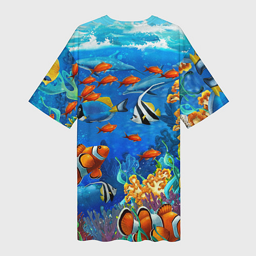 Женская длинная футболка Коралловые рыбки / 3D-принт – фото 2