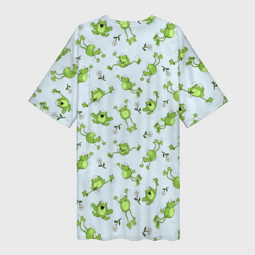 Женская длинная футболка Веселые лягушки / 3D-принт – фото 2