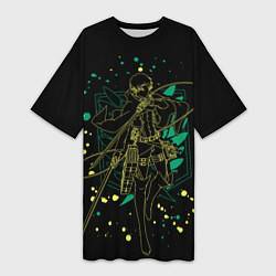 Женская длинная футболка Атака Титанов, Леви Аккерман