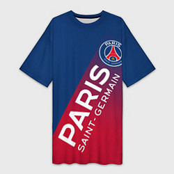 Футболка женская длинная ФК ПСЖ PARIS SAINT GERMAIN, цвет: 3D-принт