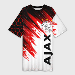 Футболка женская длинная FC AJAX AMSTERDAM ФК АЯКС, цвет: 3D-принт