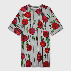 Женская длинная футболка Розы на бетоне