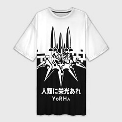 Футболка женская длинная YoRHa, Nier: Automata, цвет: 3D-принт