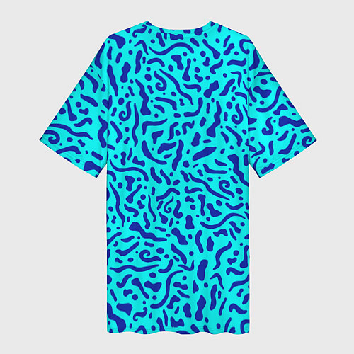 Женская длинная футболка Неоновые синие узоры / 3D-принт – фото 2