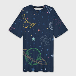 Женская длинная футболка Космическая одиссея