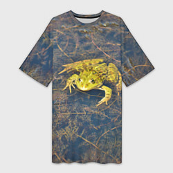 Футболка женская длинная Лягушка, цвет: 3D-принт