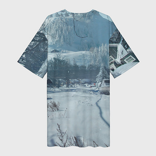 Женская длинная футболка Элли в деревне / 3D-принт – фото 2