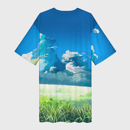 Женская длинная футболка Пикачу на природе / 3D-принт – фото 2