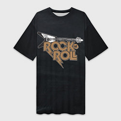 Футболка женская длинная Rock n Roll Гитара, цвет: 3D-принт