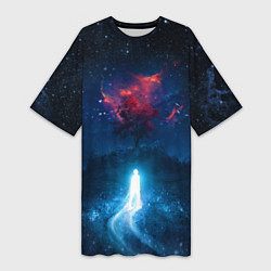 Женская длинная футболка Душа идущая в космос Soul space Z