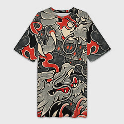 Женская длинная футболка Китайский Дракон, China Dragon