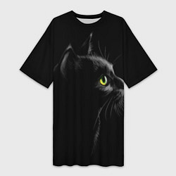 Женская длинная футболка Черный кот