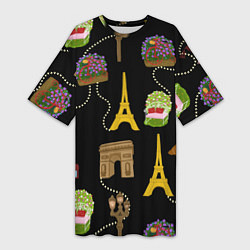 Женская длинная футболка Париж