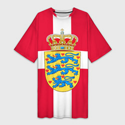 Женская длинная футболка Дания Герб и флаг Дании