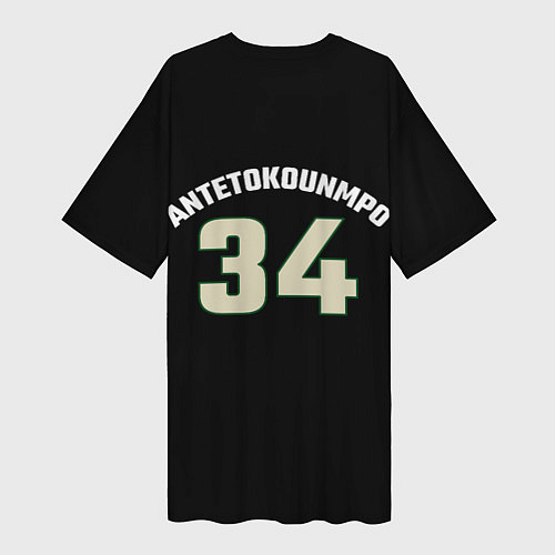 Женская длинная футболка Milwaukee Bucks форма Яннис Адетокумбо / 3D-принт – фото 2