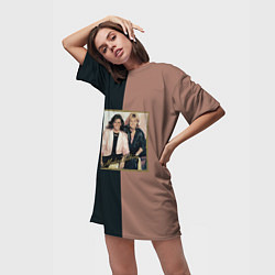 Футболка женская длинная Modern Talking Хиты 80-х, цвет: 3D-принт — фото 2