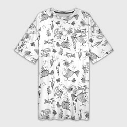 Женская длинная футболка Рисованные сказочные рыбки