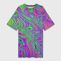 Женская длинная футболка Неоновый абстрактный узор