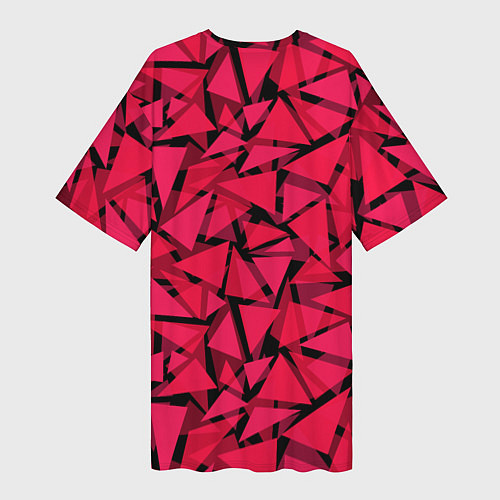 Женская длинная футболка Красно-черный полигональный / 3D-принт – фото 2