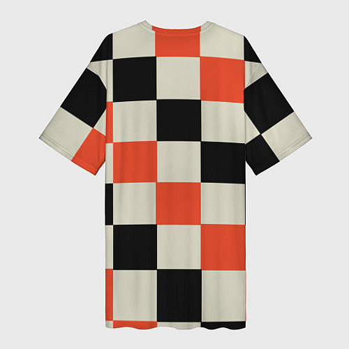 Женская длинная футболка Образец шахматной доски / 3D-принт – фото 2