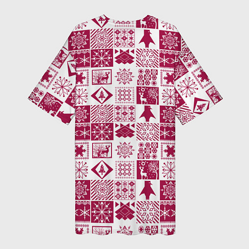 Женская длинная футболка Новогодний рождественский узор / 3D-принт – фото 2